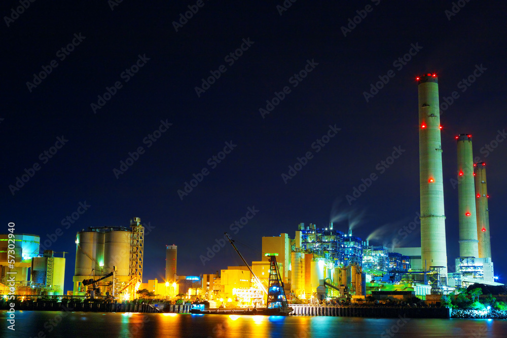power station at night
