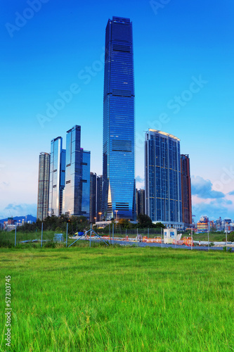 modern building at sunset, hongkong