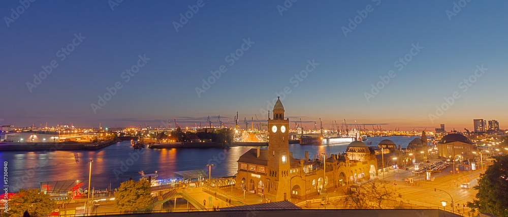Panorama of the Hamburg harbor