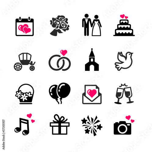 16 web icons set - Wedding, marriage, bridal