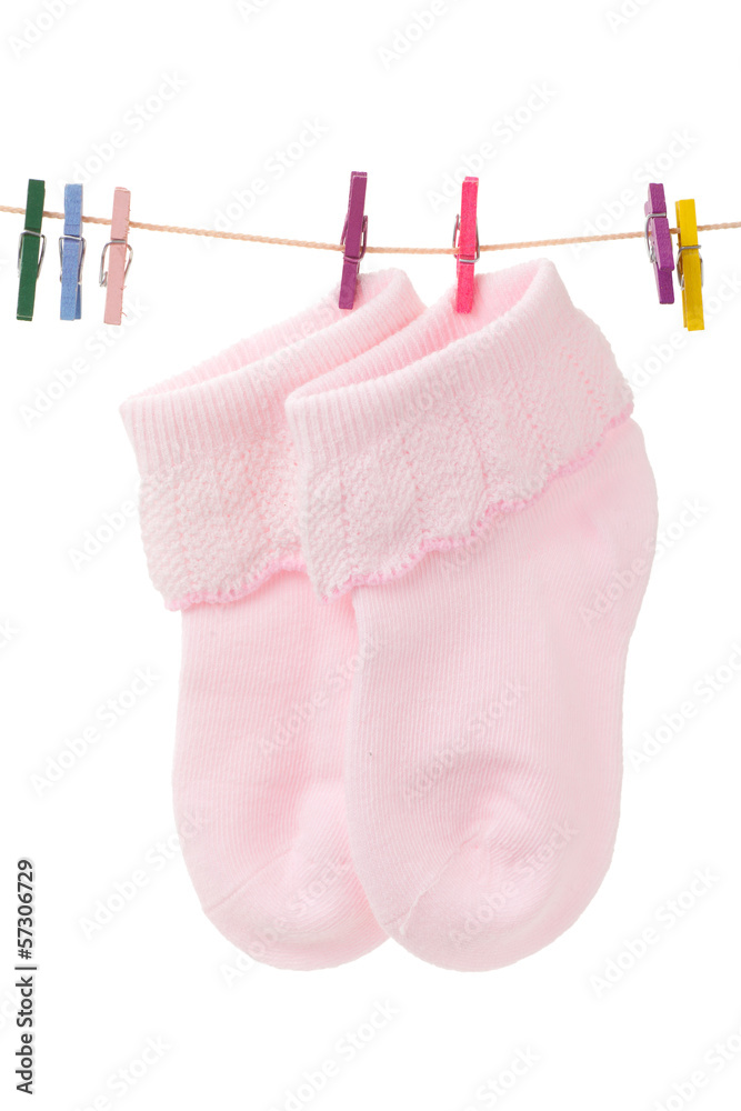 baby socks with pink clothespins baby socks with pink clothespins
