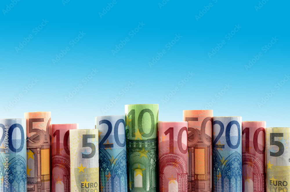 Euroscheine in Reihe