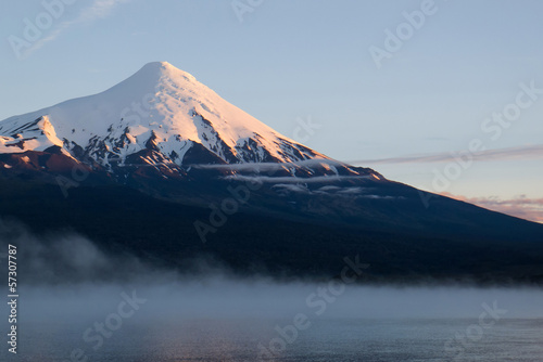 Osorno volcano in the morning mist