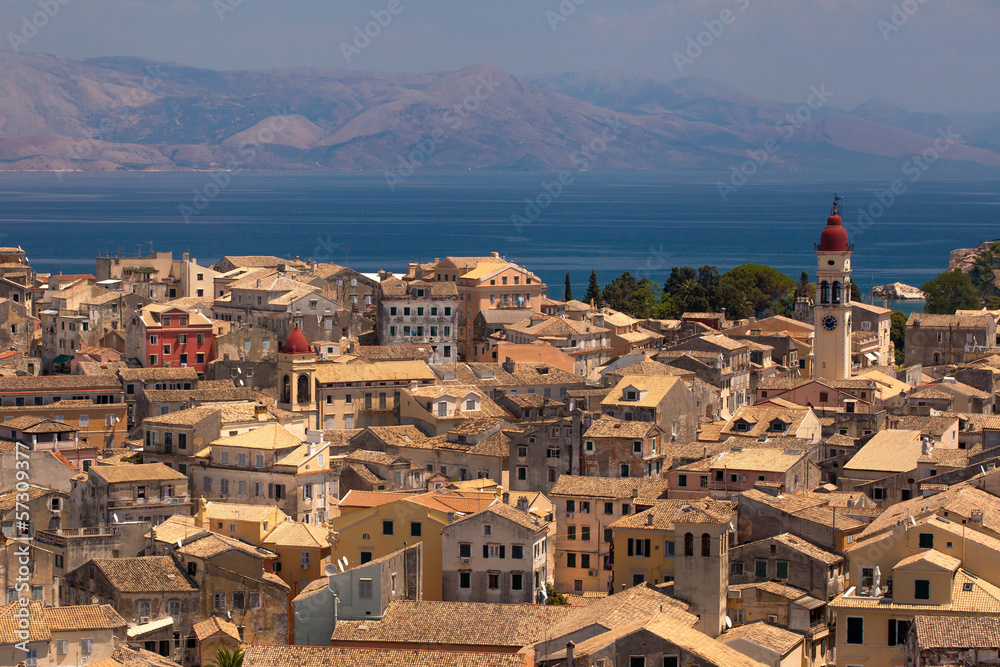 view of the Corfu town. Kerkyra, photo taken in Greece