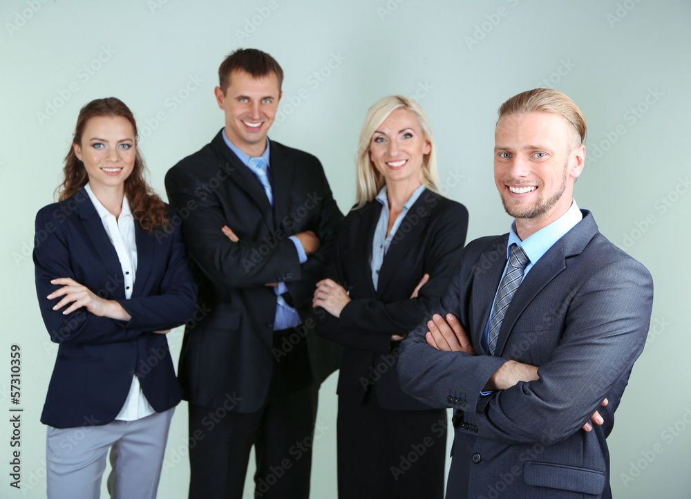 Group of business people on gray background Group of business people on gray background