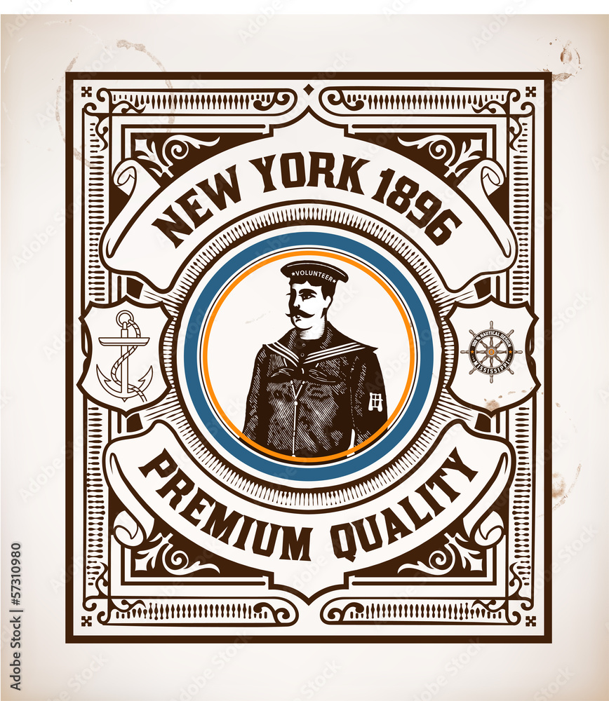 Obraz premium Vector. Nautical card