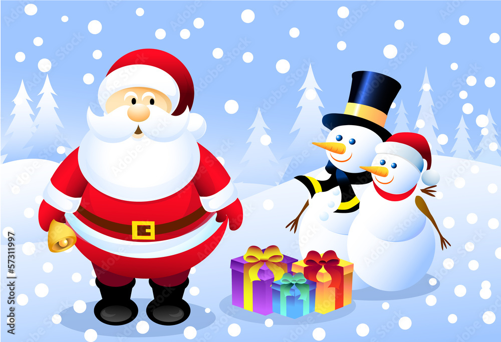Santa , Mr& Mrs Snowman