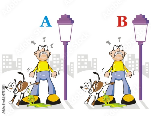 Find the seven differences - dog peeing