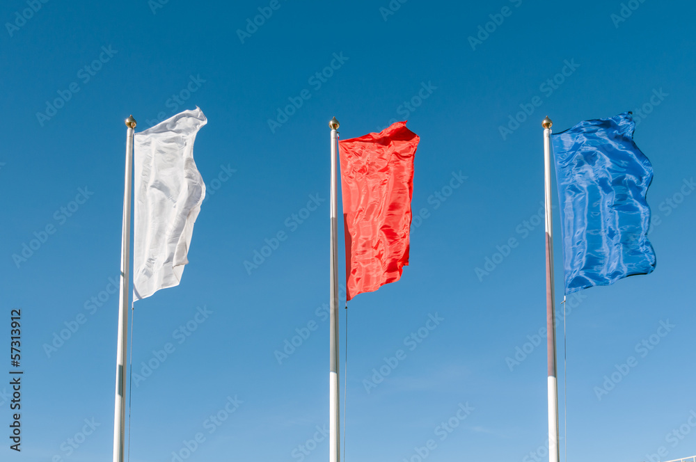 flags are developing in the wind