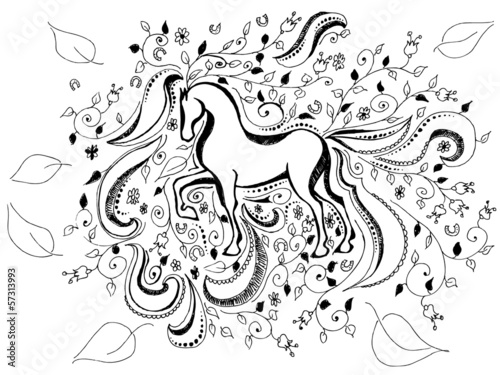 hand drawn horse background