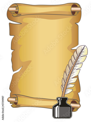 Parchment Scroll and Quill Pen