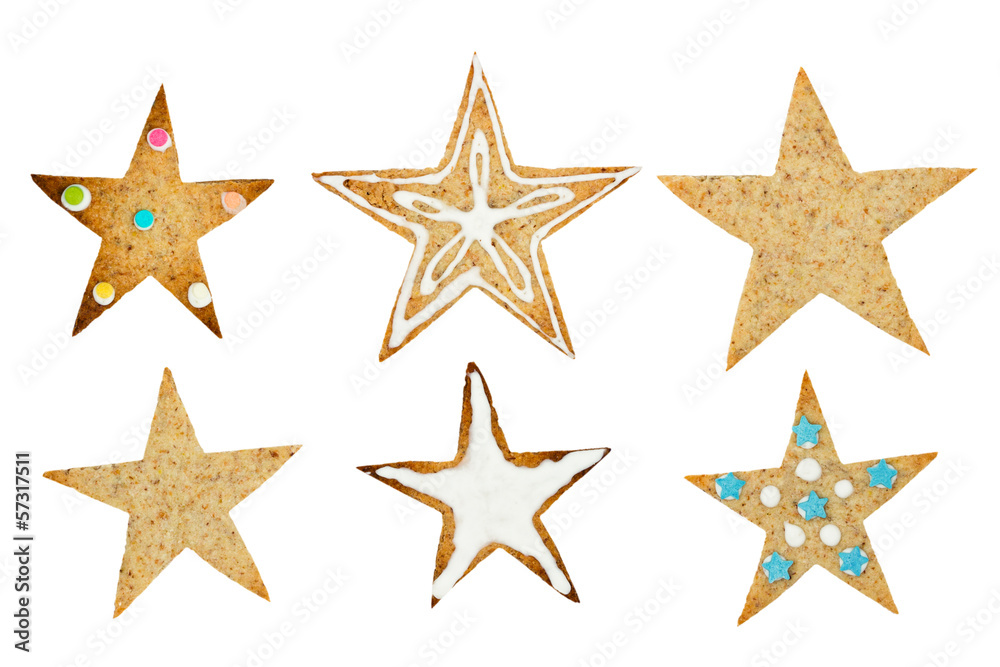 Set of star-shaped cookie. Christmas biscuits isolated on white Set of star-shaped cookie. Christmas biscuits isolated on white