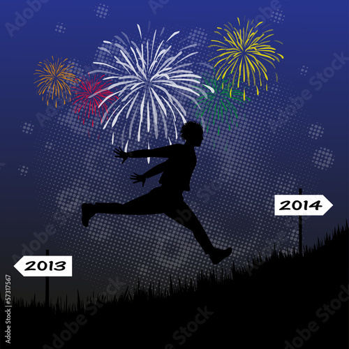 silhouette maschile che corre verso il 2014