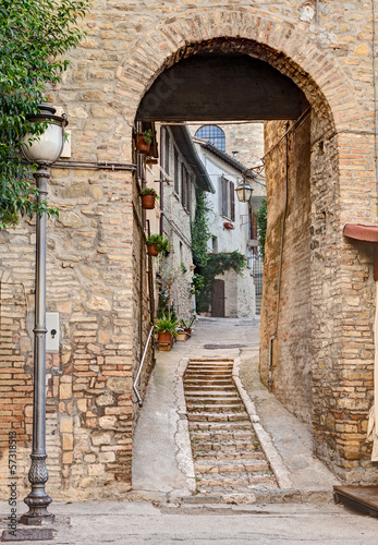 ancient alley in Bevagna, Italy