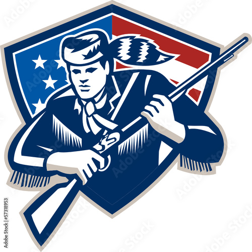 American Frontiersman Patriot Stars Stripes Flag photo