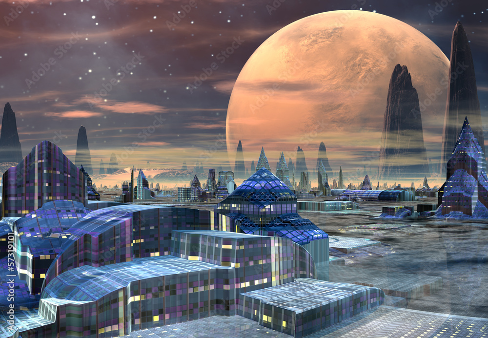 Obraz premium Futuristic Alien City - Computer Artwork