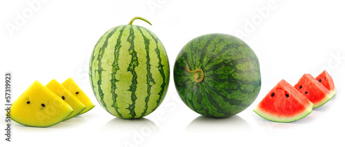 yellow red water melon on white background