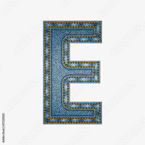 Isolated alphabet made from jeans fabric