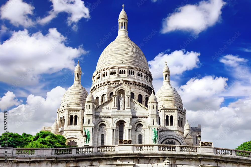Sacre Coeur Cathedral on Montmartre , Paris