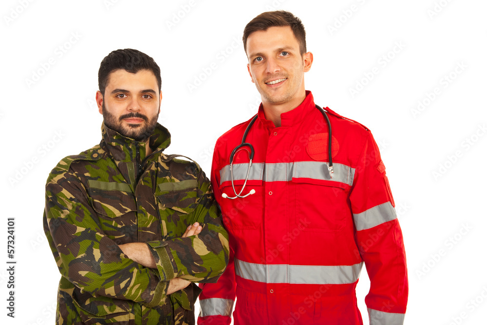 Fototapeta premium Paramedic and soldier man