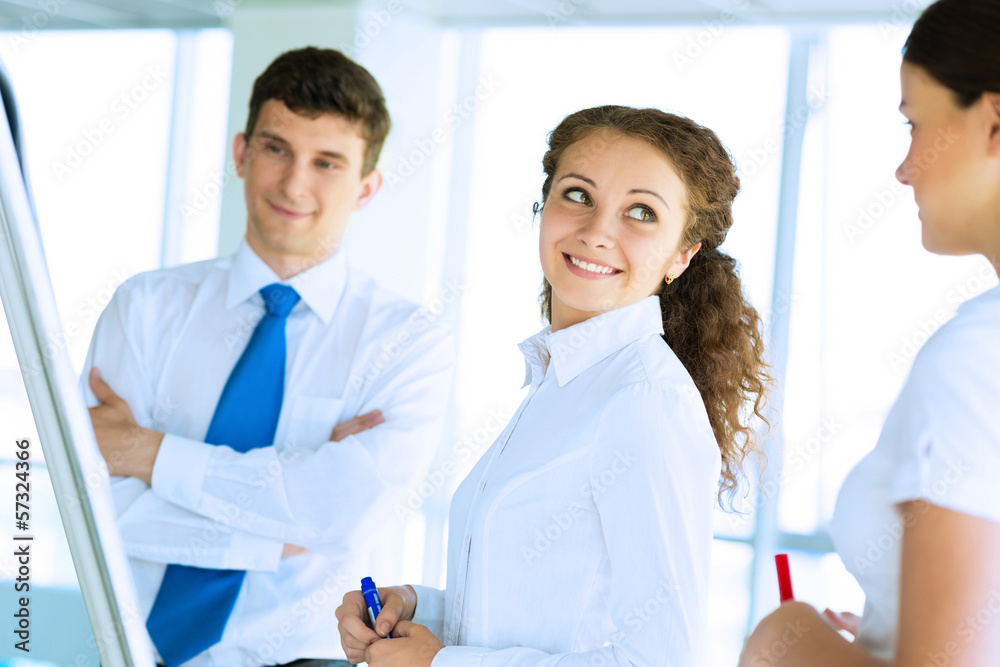 Fototapeta premium businessmen are meeting near the flipchart