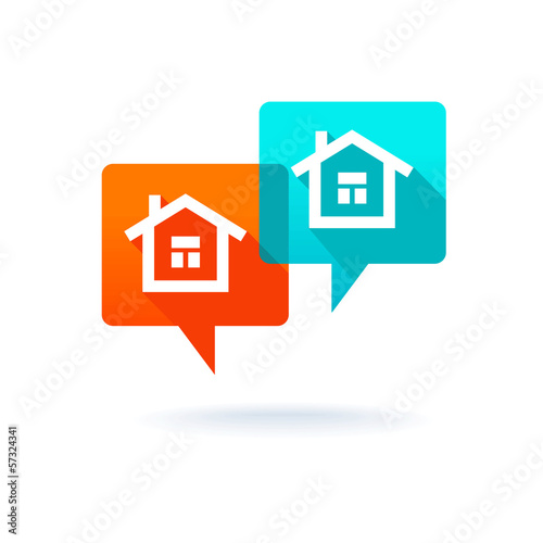 Real estate concept - dialog boxes with icons of houses