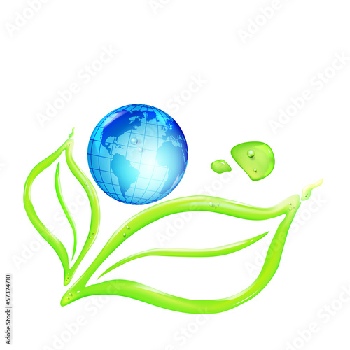 Globe on green leaves