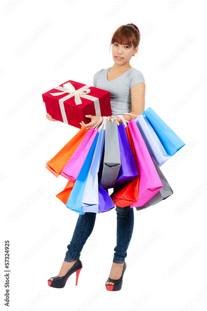 Young asian woman with shopping bags