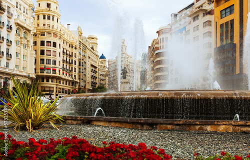 Fountain at Placa del Ajuntament in Valencia photo