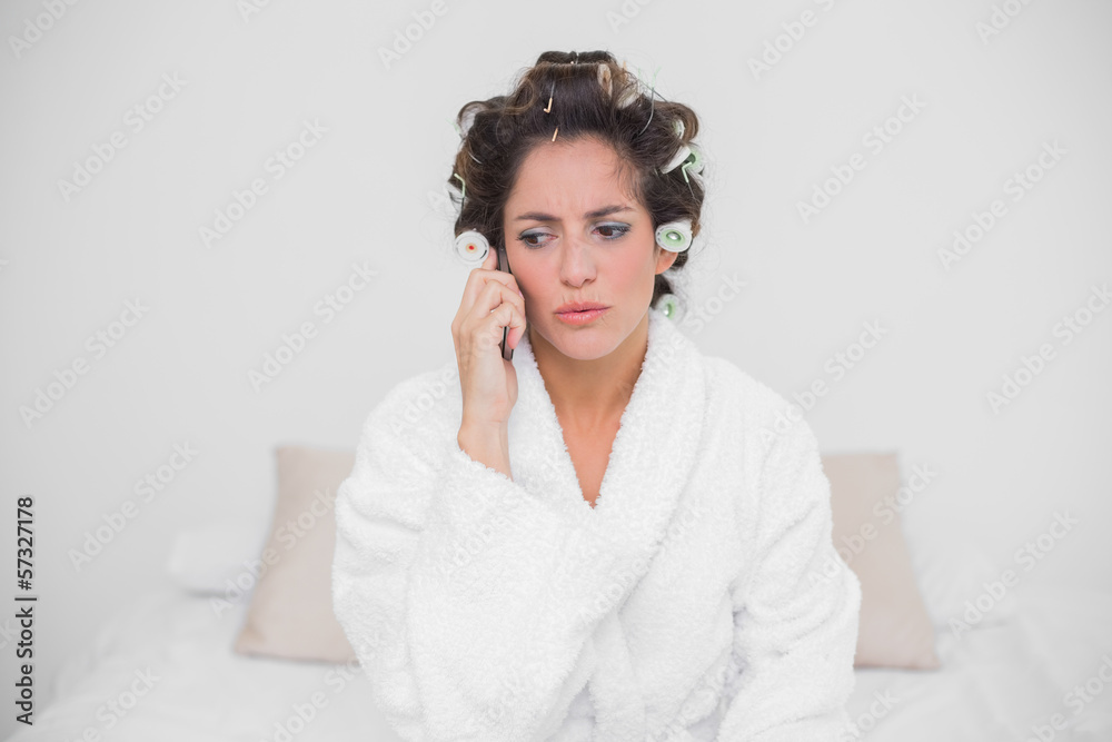 Upset natural brunette phoning Upset natural brunette phoning