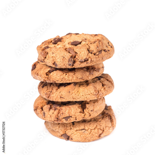 chocolate chip cookie isolated on white background 