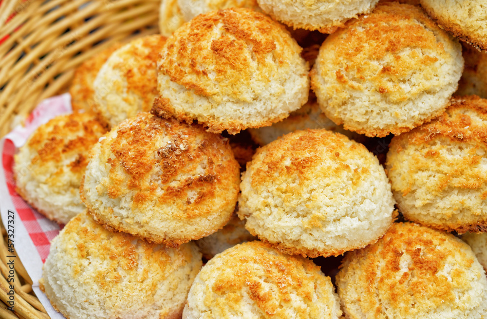 Fresh homemade coconut roche cakes