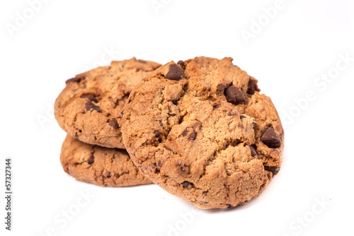 chocolate chip cookie isolated on white background 