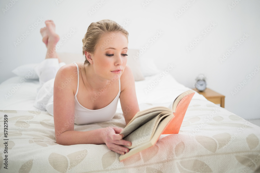 Natural content blonde reading a book Natural content blonde reading a book