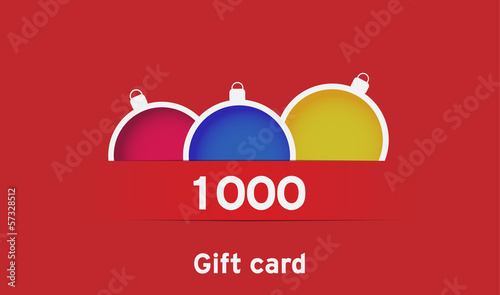 Christmas gift card with baubles