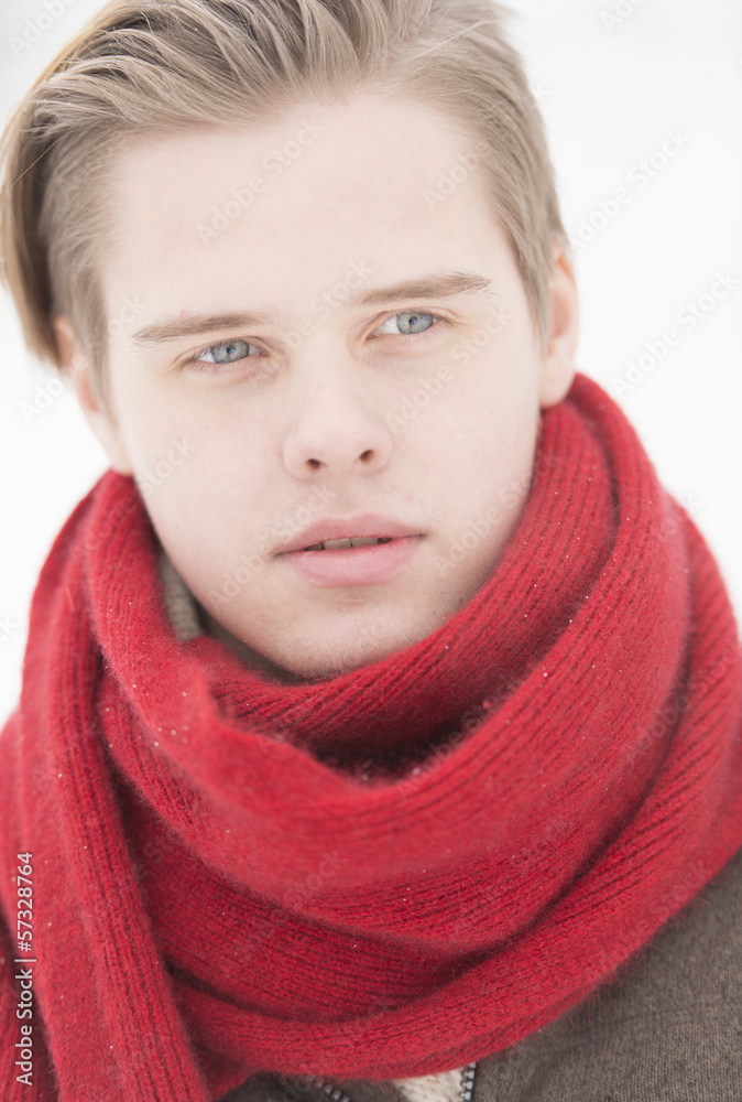 Attractive young adult man in winter clothes Attractive young adult man in winter clothes