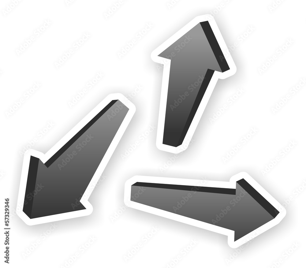 set of gray 3D arrow stickers