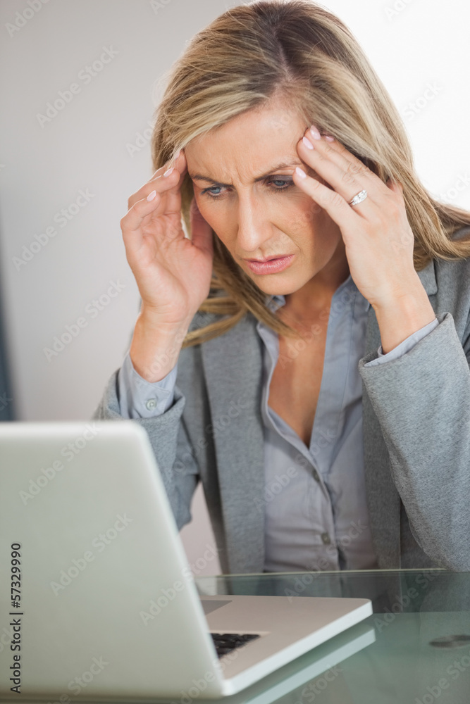 Stressed businesswoman trying to use her laptop Stressed businesswoman trying to use her laptop