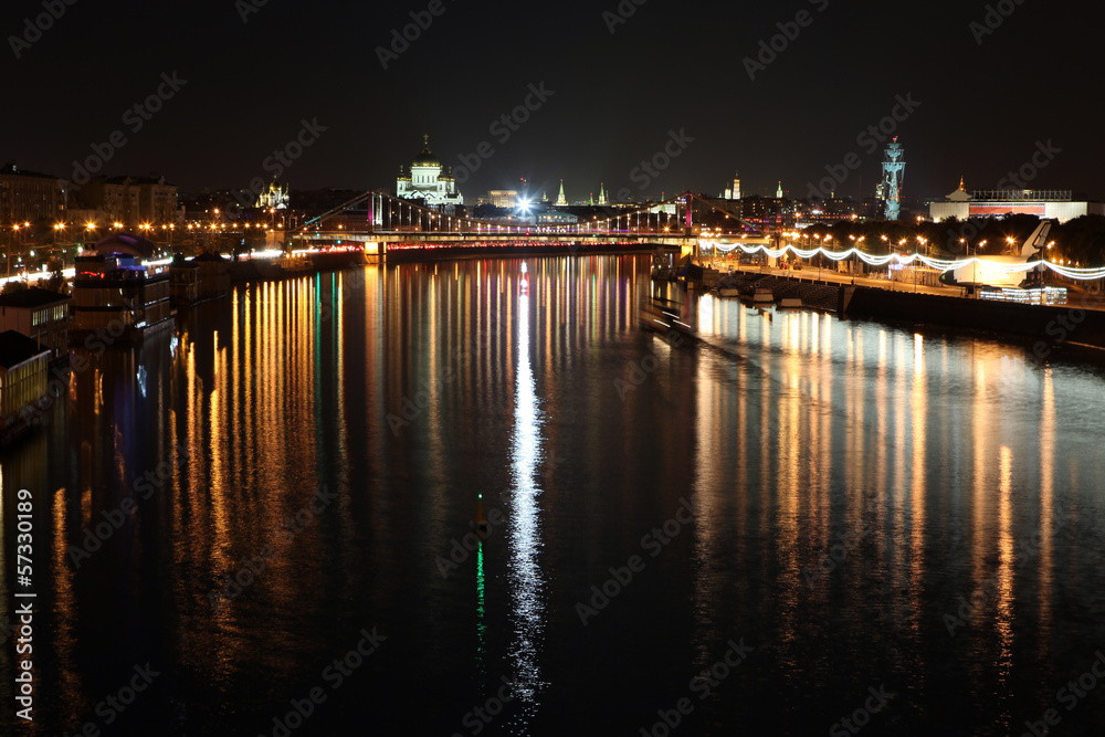 Krymsky Bridge (or Crimean Bridge) across Moskva River with back