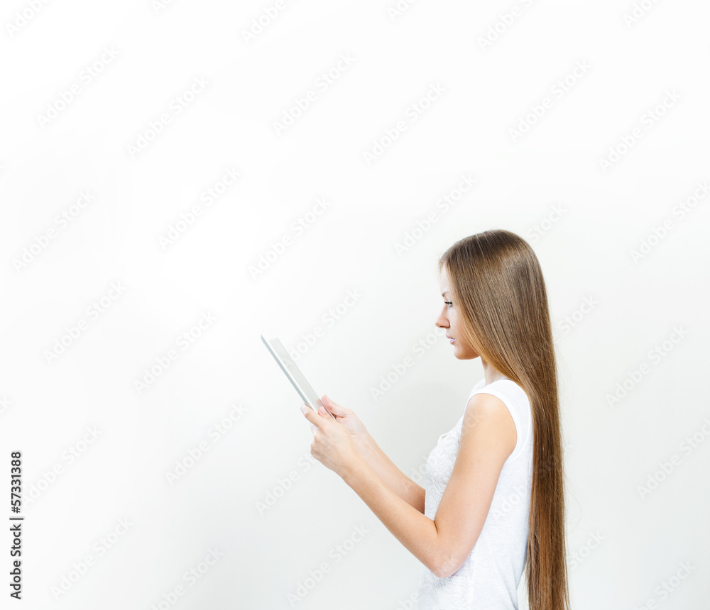 Smiling business woman with tablet computer Smiling business woman with tablet computer