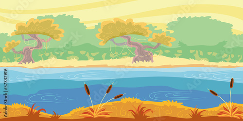 Seamless landscape background. Jungle.