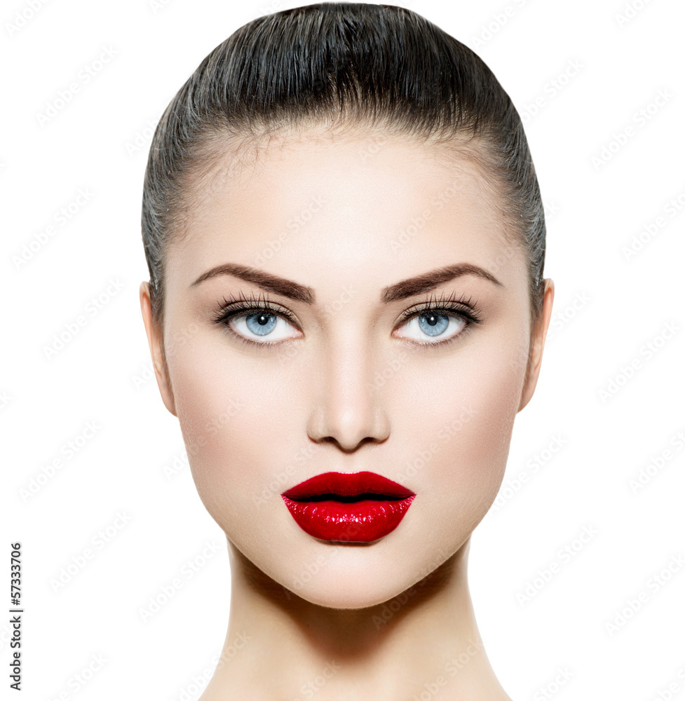 Beauty Woman Portrait. Makeup for Brunette with Blue eyes Beauty Woman Portrait. Makeup for Brunette with Blue eyes