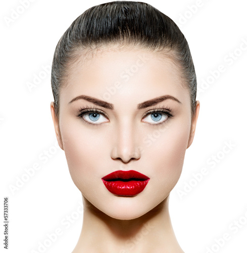 Beauty Woman Portrait. Makeup for Brunette with Blue eyes