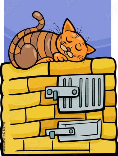 cat on stove cartoon illustration