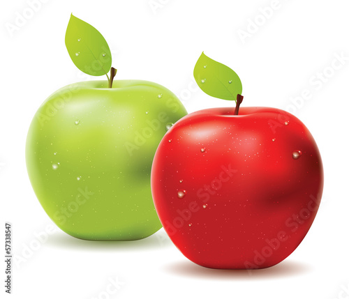 Green apple and red apple