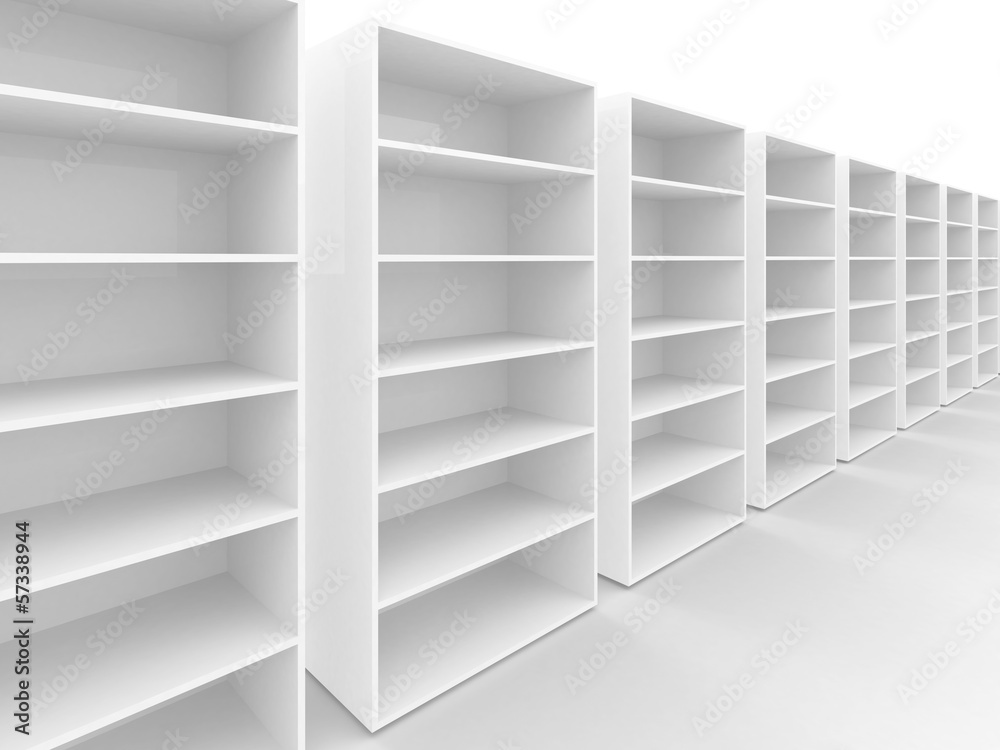 Row of empty white cabinets on white background Row of empty white cabinets on white background