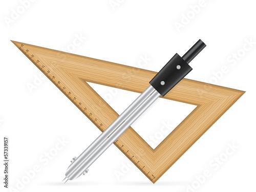 triangle ruler and drawing compass