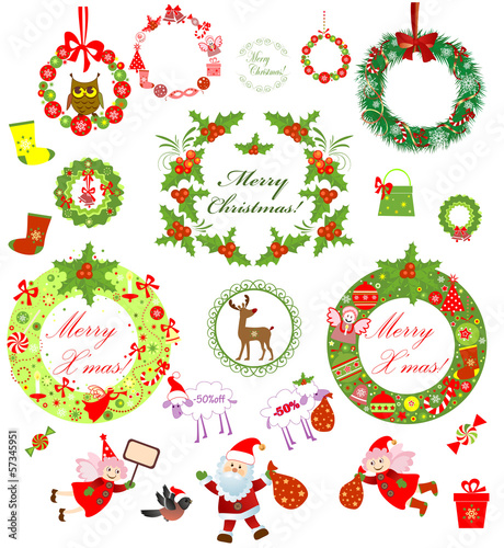 Set of christmas wreath