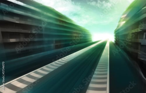 speed track road in business city wallpaper