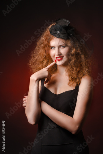 mysterious sexy girl with red lips
